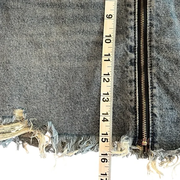 Abercrombie & Fitch Distressed Blue Denim Full Zip Mini Skirt Preppy Edgy Y2K - Picture 7 of 8